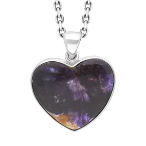 Sterling Silver Blue John Heart Pendant Necklace D
