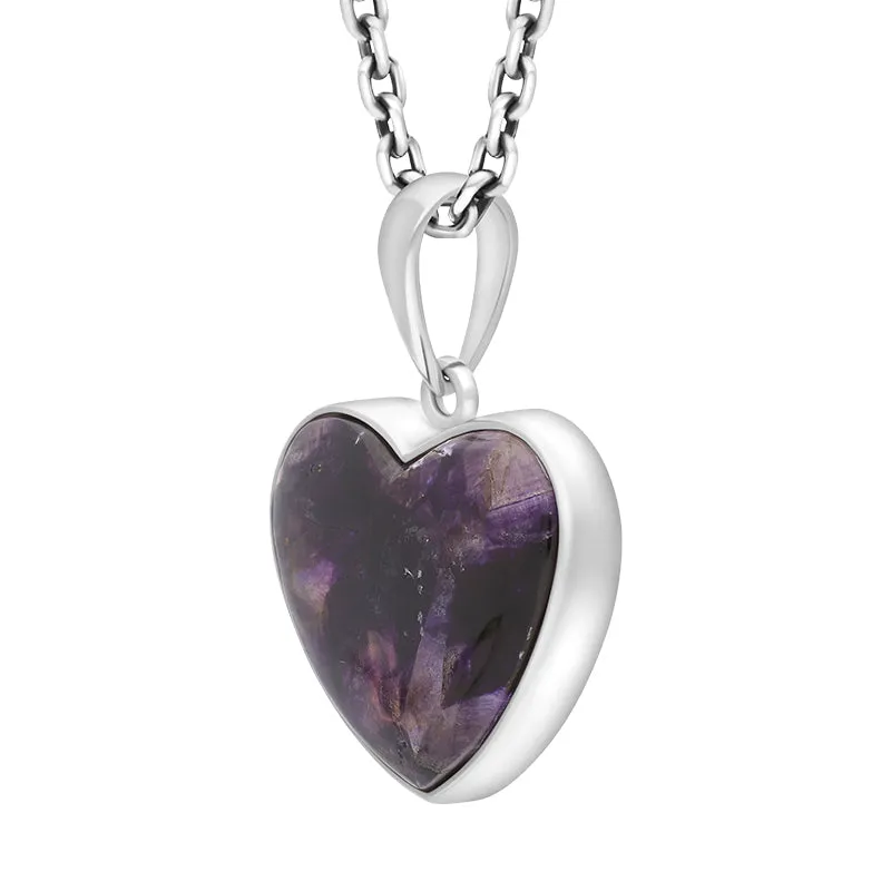 Sterling Silver Blue John Heart Pendant Necklace D