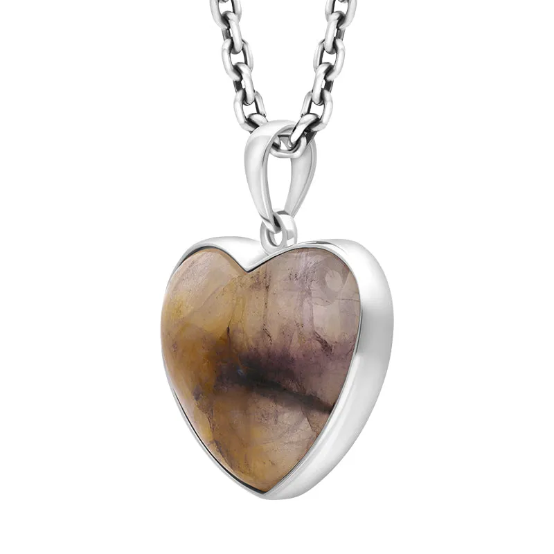 Sterling Silver Blue John Heart Pendant Necklace D