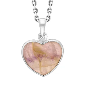 Sterling Silver Blue John Heart Pendant Necklace D