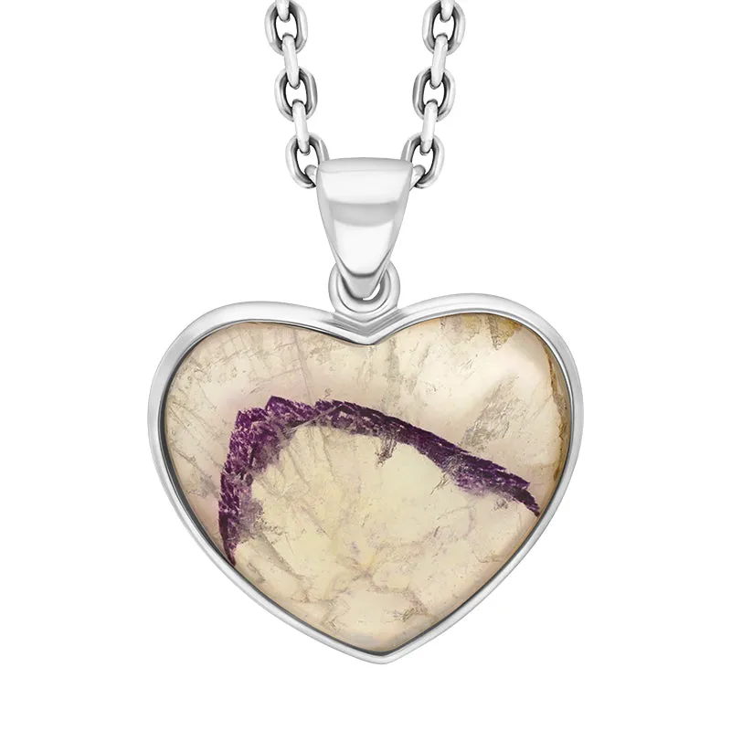 Sterling Silver Blue John Heart Pendant Necklace D