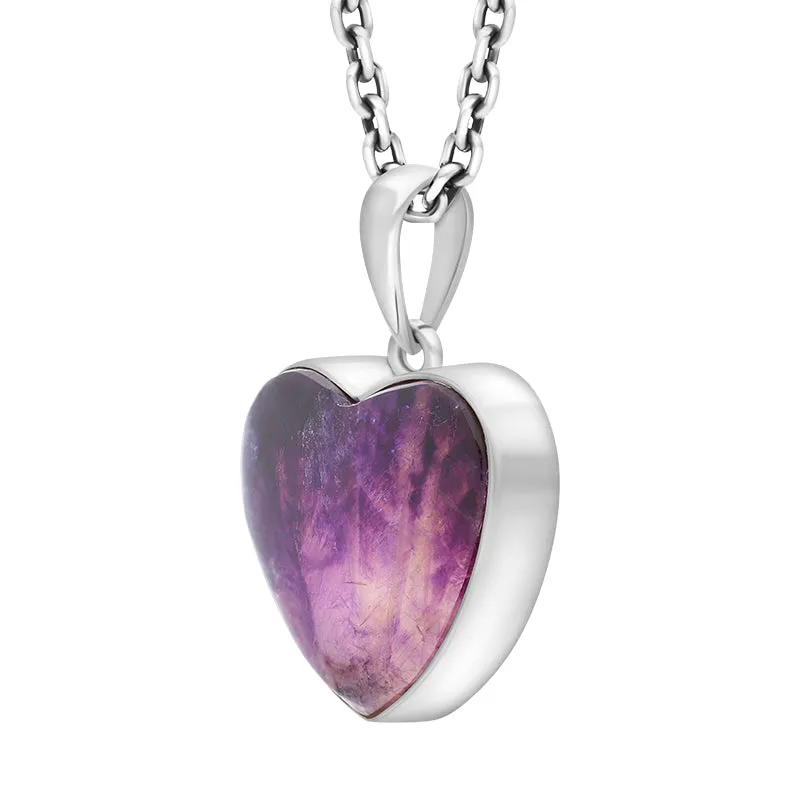 Sterling Silver Blue John Heart Pendant Necklace D