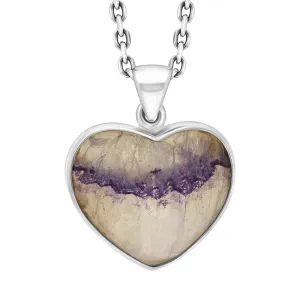 Sterling Silver Blue John Heart Pendant Necklace D