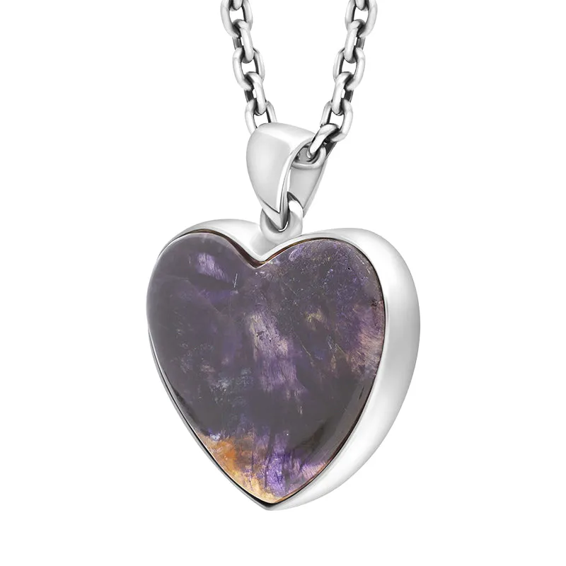 Sterling Silver Blue John Heart Pendant Necklace D