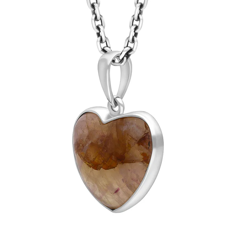 Sterling Silver Blue John Heart Pendant Necklace D