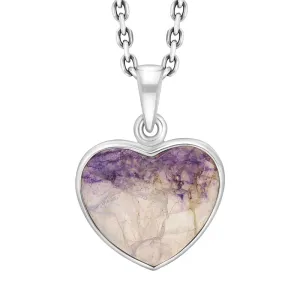 Sterling Silver Blue John Heart Pendant Necklace D
