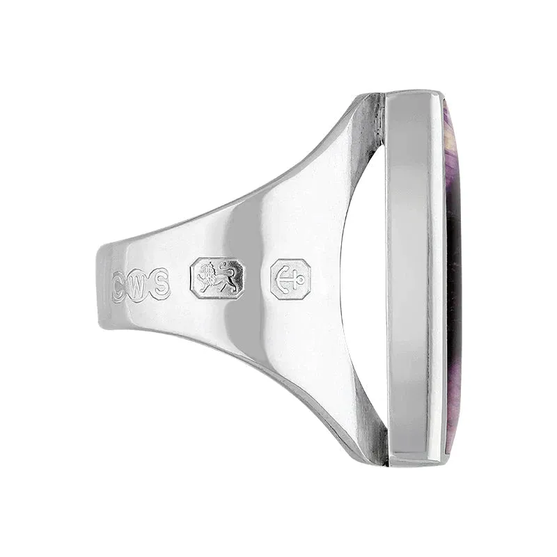 Sterling Silver Blue John King's Coronation Hallmark Medium Oblong Ring D