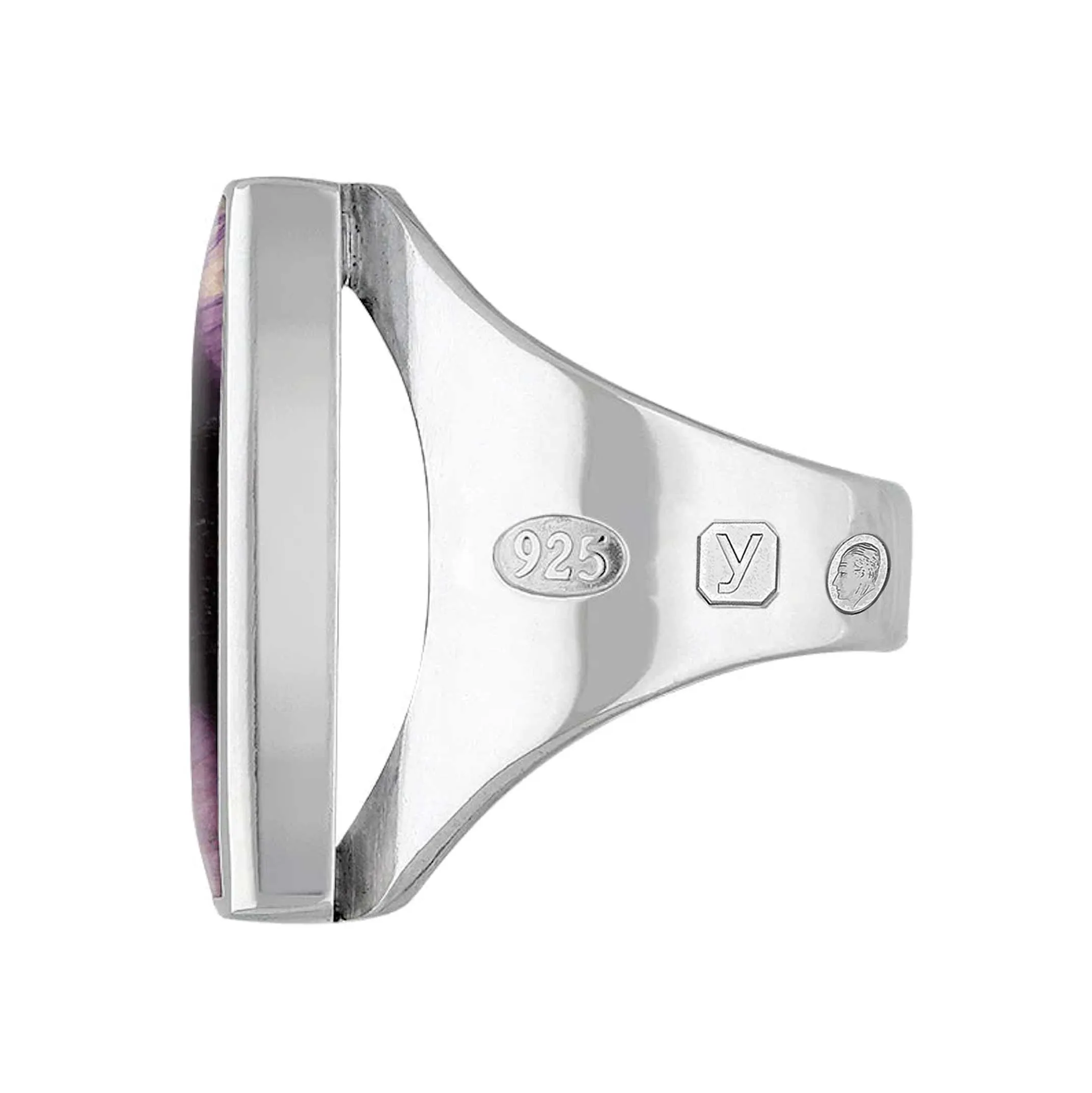 Sterling Silver Blue John King's Coronation Hallmark Medium Oblong Ring D
