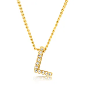 Sterling Silver Gold Plated Cubic Zirconia Initial "L" Pendant On 42cm Chain Shiels