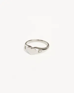 Sterling Silver Heart Signet Ring Bycharlotte