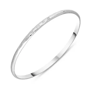 Sterling Silver King's Coronation Hallmark 4mm Hammered Bangle D
