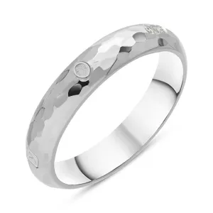Sterling Silver King's Coronation Hallmark Hammered 4mm Ring D
