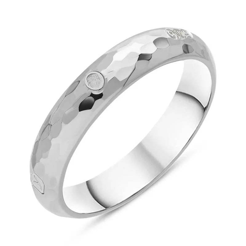Sterling Silver King's Coronation Hallmark Hammered 4mm Ring D