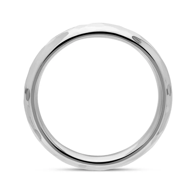 Sterling Silver King's Coronation Hallmark Hammered 4mm Ring D