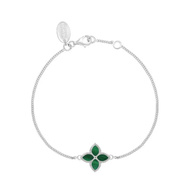 Sterling Silver Malachite Eden Marquise Flower Bracelet