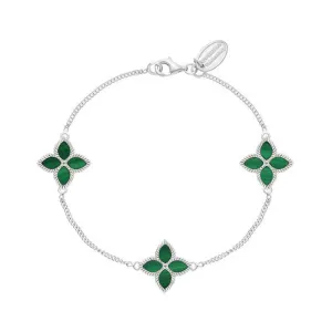 Sterling Silver Malachite Eden Marquise Flower Bracelet