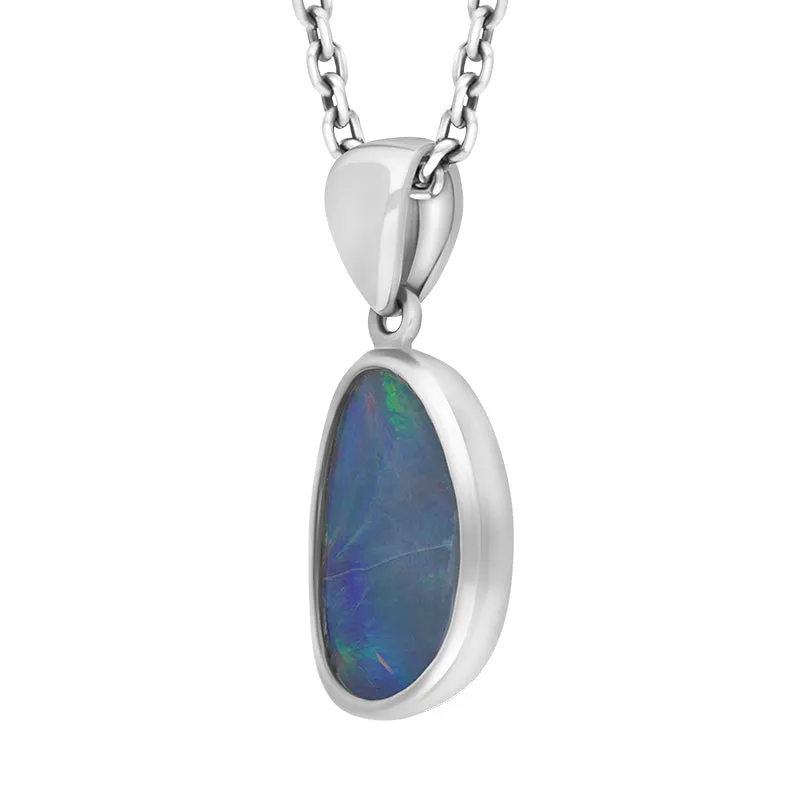 Sterling Silver Opal Doublet Abstract Necklace D