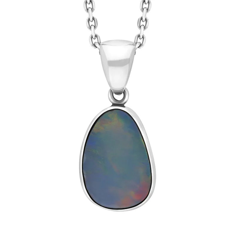 Sterling Silver Opal Doublet Abstract Necklace D