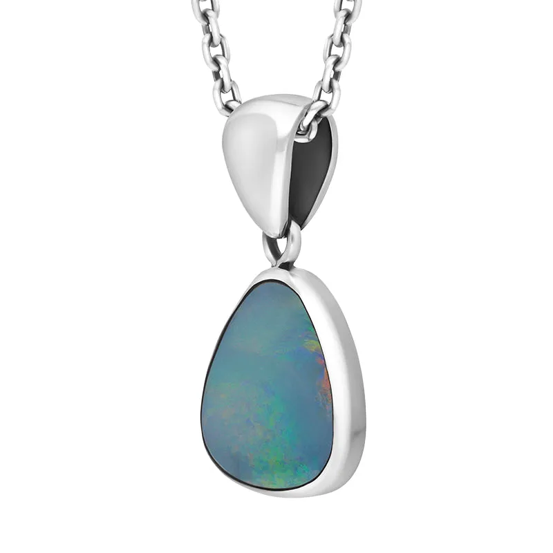 Sterling Silver Opal Doublet Abstract Necklace D