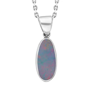 Sterling Silver Opal Doublet Abstract Necklace D