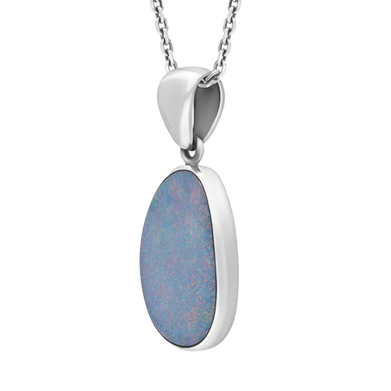 Sterling Silver Opal Doublet Abstract Necklace D