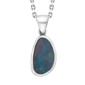 Sterling Silver Opal Doublet Abstract Necklace D
