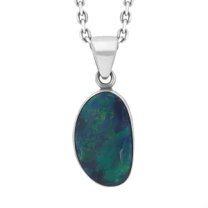 Sterling Silver Opal Doublet Abstract Necklace D