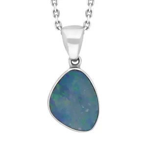 Sterling Silver Opal Doublet Abstract Necklace D