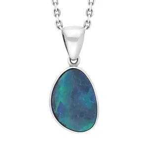 Sterling Silver Opal Doublet Abstract Necklace D