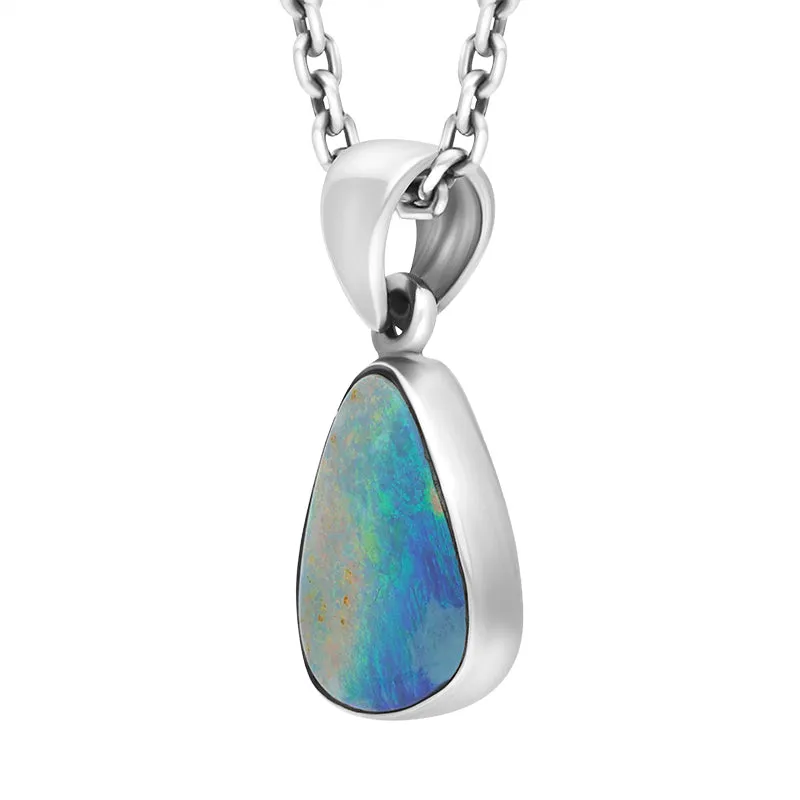 Sterling Silver Opal Doublet Abstract Necklace D