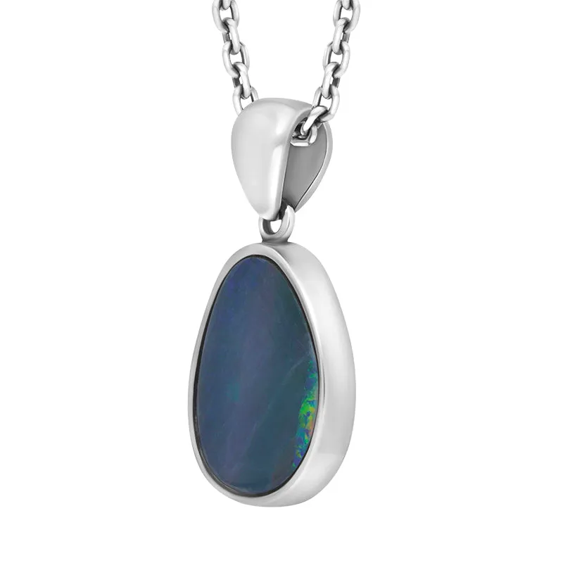 Sterling Silver Opal Doublet Abstract Necklace D