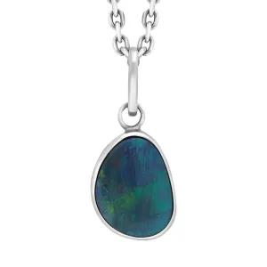 Sterling Silver Opal Doublet Abstract Necklace D