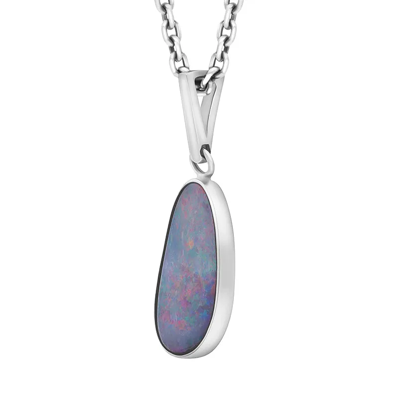 Sterling Silver Opal Doublet Abstract Necklace D