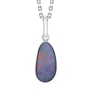 Sterling Silver Opal Doublet Abstract Necklace D
