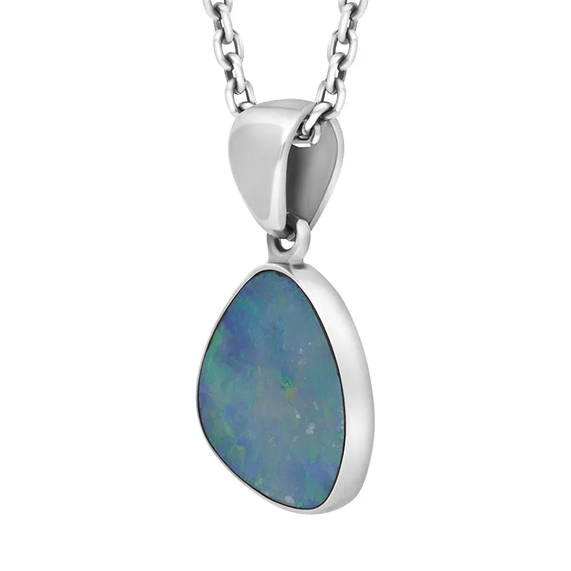 Sterling Silver Opal Doublet Abstract Necklace D
