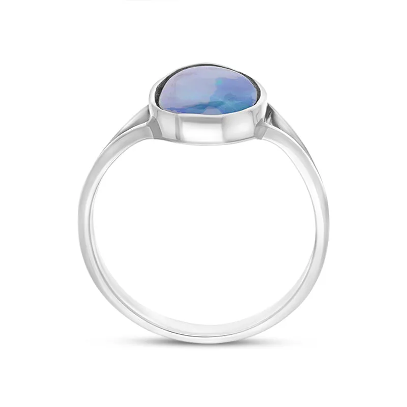 Sterling Silver Opal Doublet Abstract Split Shank Ring D