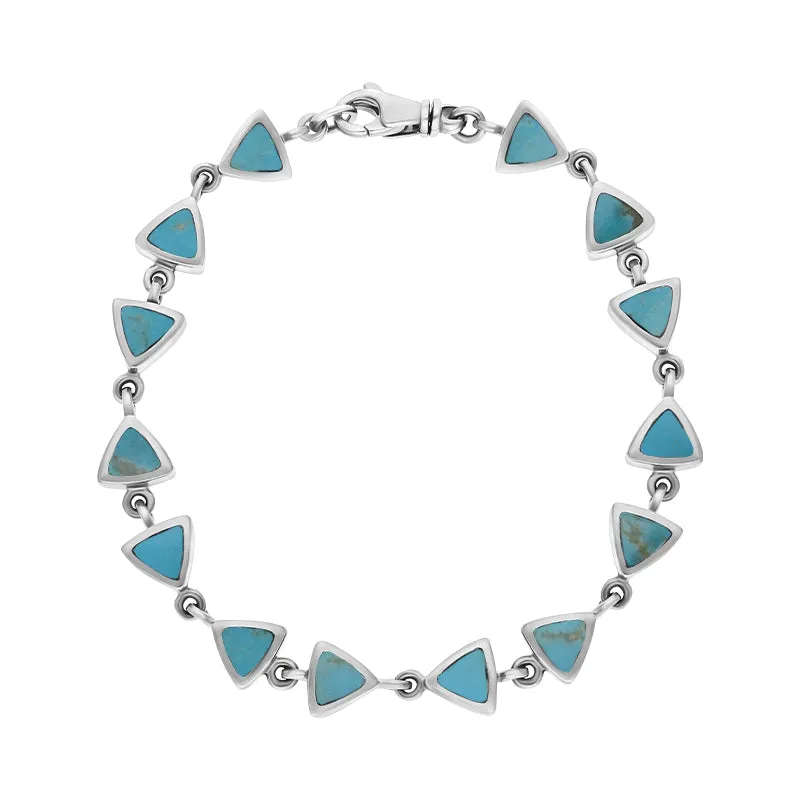 Sterling Silver Turquoise Curved Triangle Bracelet