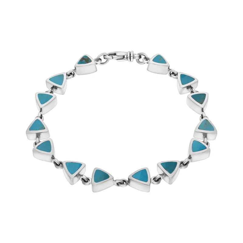 Sterling Silver Turquoise Curved Triangle Bracelet
