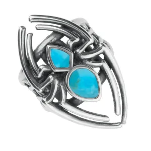 Sterling Silver Turquoise Small Spider Web Ring
