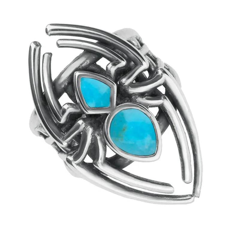 Sterling Silver Turquoise Small Spider Web Ring