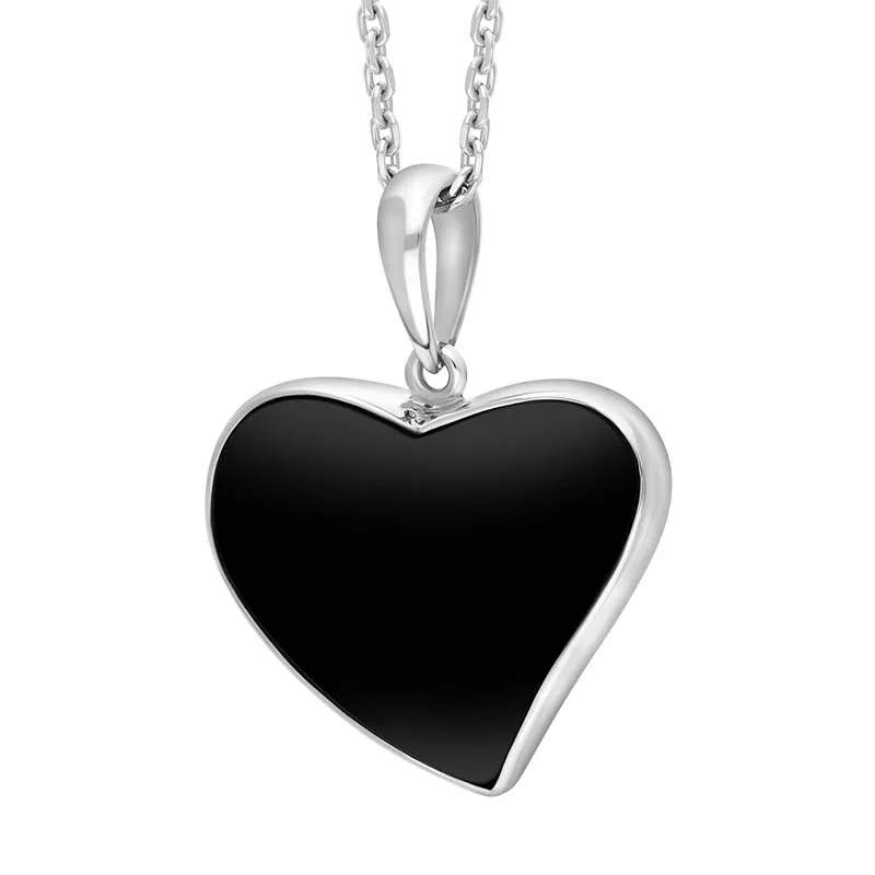 Sterling Silver Whitby Jet Abstract Heart Necklace