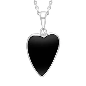Sterling Silver Whitby Jet Abstract Heart Necklace