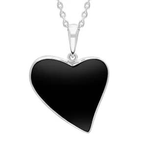 Sterling Silver Whitby Jet Abstract Heart Necklace