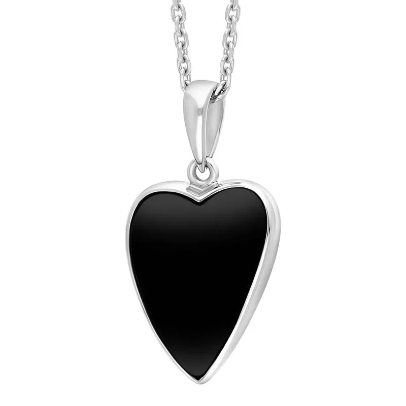 Sterling Silver Whitby Jet Abstract Heart Necklace