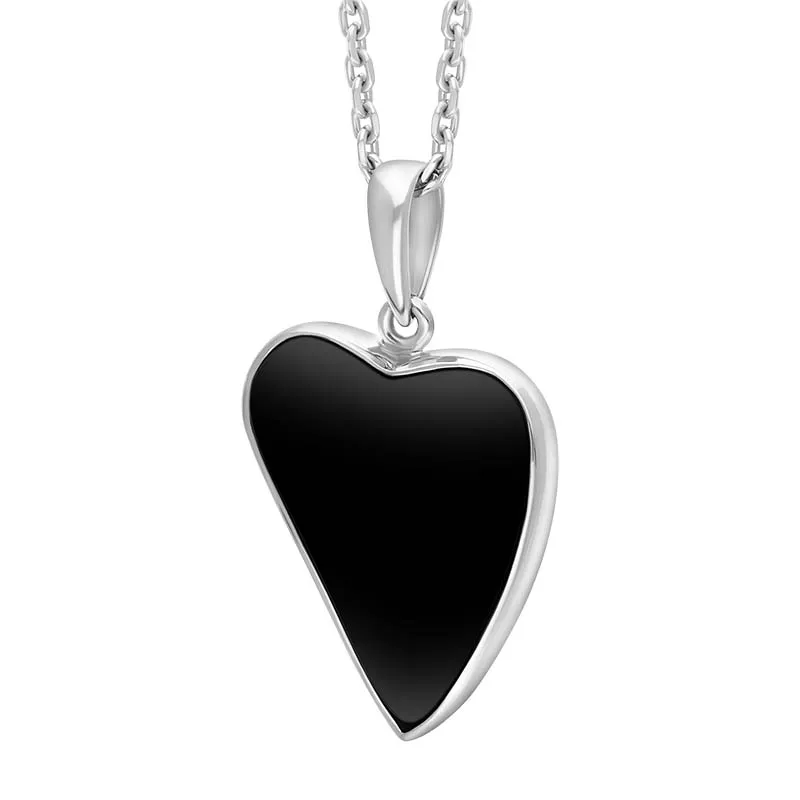 Sterling Silver Whitby Jet Abstract Heart Necklace