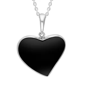 Sterling Silver Whitby Jet Abstract Heart Necklace