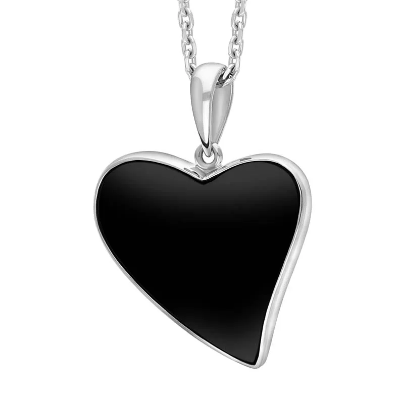 Sterling Silver Whitby Jet Abstract Heart Necklace