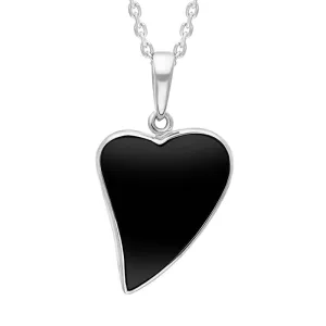 Sterling Silver Whitby Jet Abstract Heart Pendant