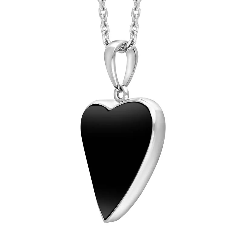 Sterling Silver Whitby Jet Abstract Heart Pendant