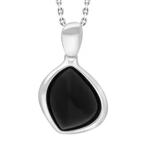 Sterling Silver Whitby Jet Abstract Marquise Necklace